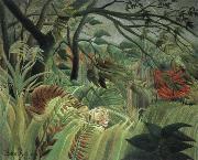 Henri Rousseau tiger in a tropical storm oil painting artist